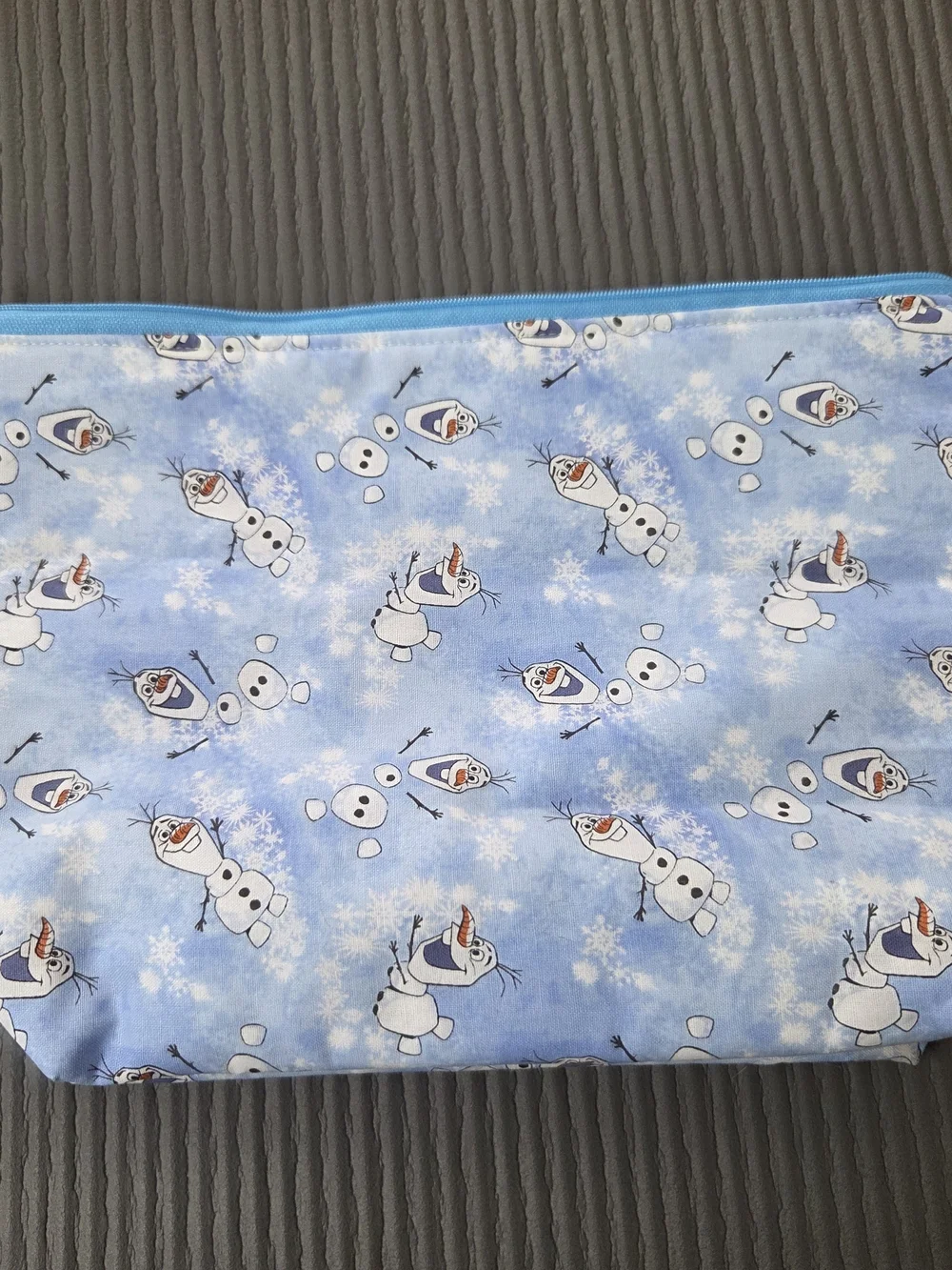 Blue Handmade Olaf Snowman Zipper Pouch